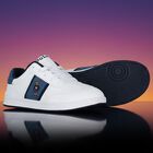 Boys White & Denim Blue Logo Trainers, 1, hi-res