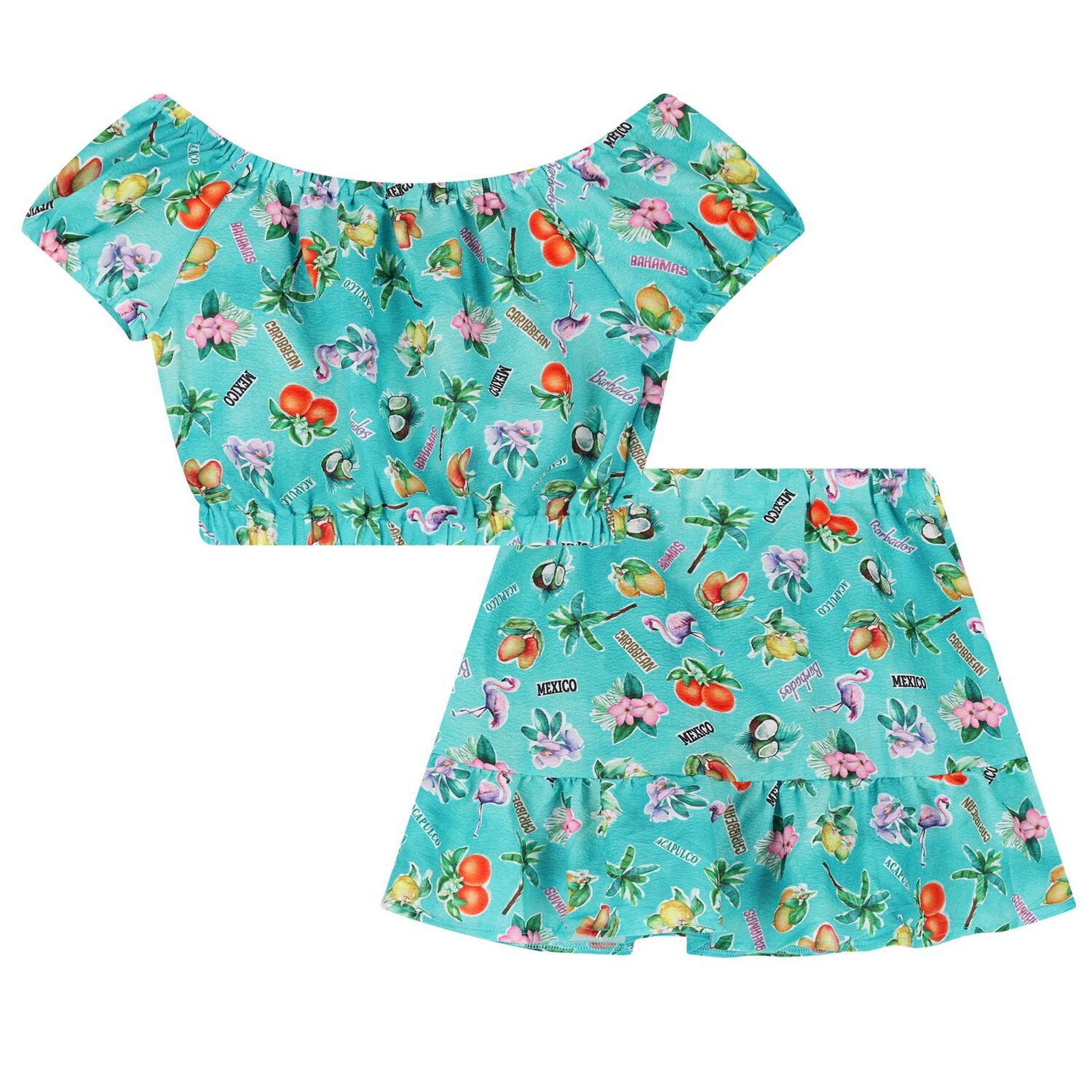 طقم تنورة باللون الأزرق للبنات, 1, hi-res image number null