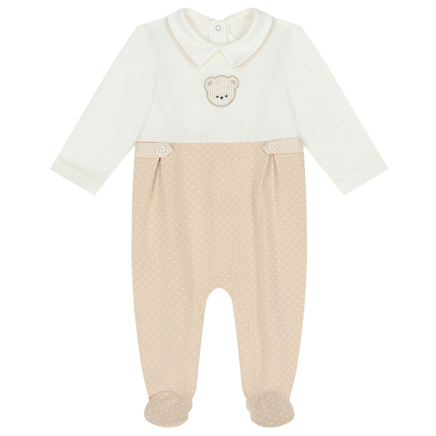 Baby Boys White & Beige Babygrows ( 2-Pack ), 2, hi-res