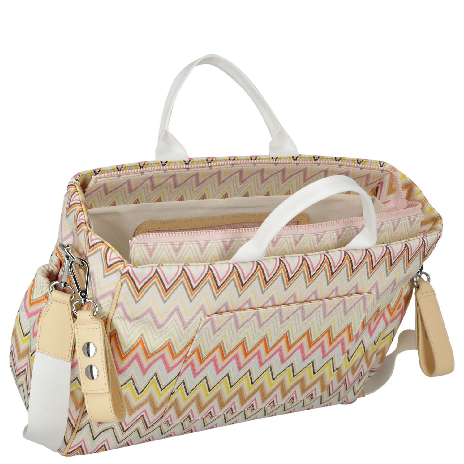 Ivory & Yellow Zig Zag Baby Changing Bag, 3, hi-res