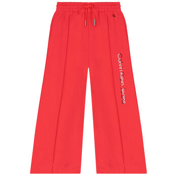 Girls Pink Logo Wide Leg Trousers
