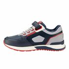 Boys Navy Blue Leather Trainers, 1, hi-res
