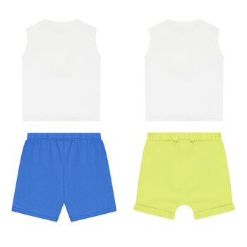 Baby Boys Blue Dino Cotton Shorts Sets ( 2-Pack )