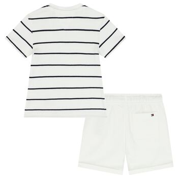 Baby Boys White Logo Shorts Set