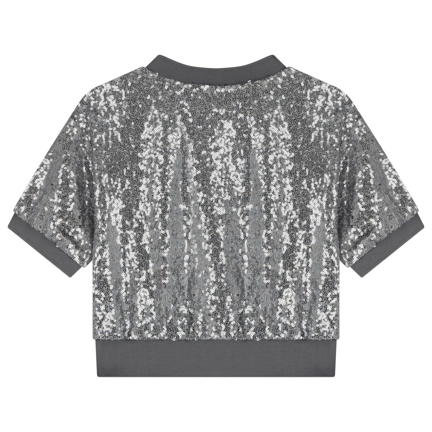 Girls Silver Embellished Logo Top, 1, hi-res