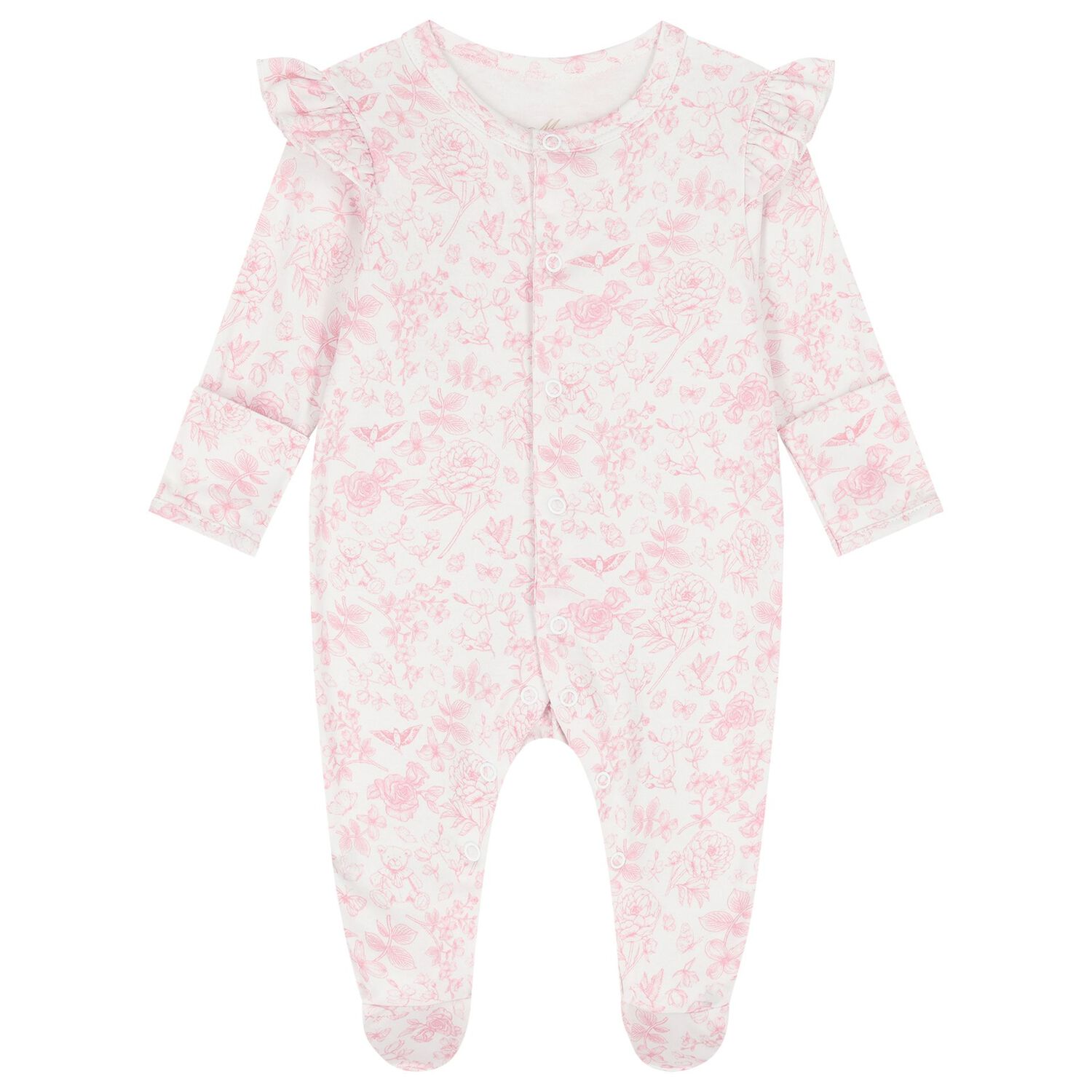Baby Girls White & Pink Floral Babygrow Gift Set, 1, hi-res
