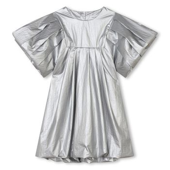 Girls Mini-Me Metallic Silver Dress