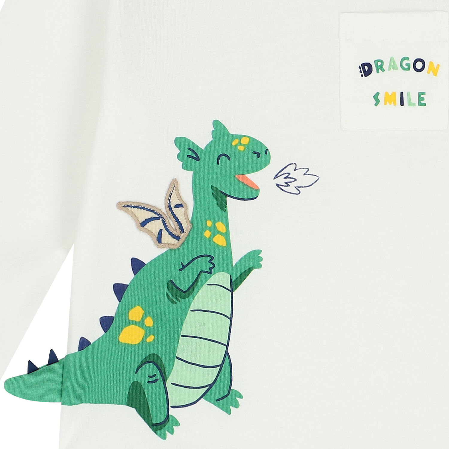 Younger Boys Ivory Dinosaur Long Sleeve Top, 1, hi-res image number null