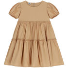 Girls Beige Tiered Dress, 1, hi-res