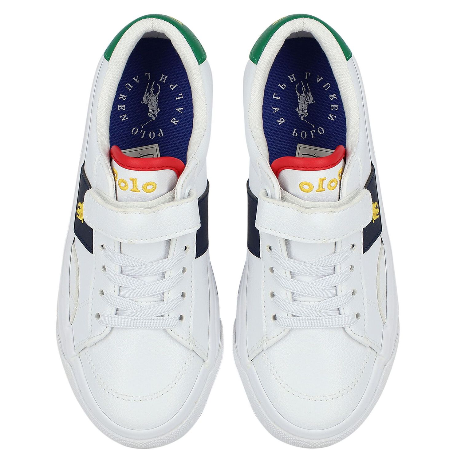 حذاء رياضى أولاد بالشعار باللون الأبيض والكحلى, 1, hi-res