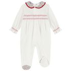 Baby Girls Ivory Smocked Babygrow, 1, hi-res