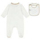 طقم أفرول بالشعار باللون الأبيض, 1, hi-res