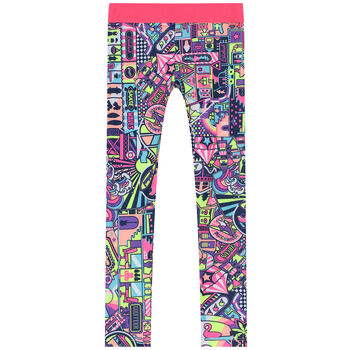Girls Blue & Neon Pink Leggings