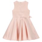 Girls Pink Satin Floral Dress, 1, hi-res