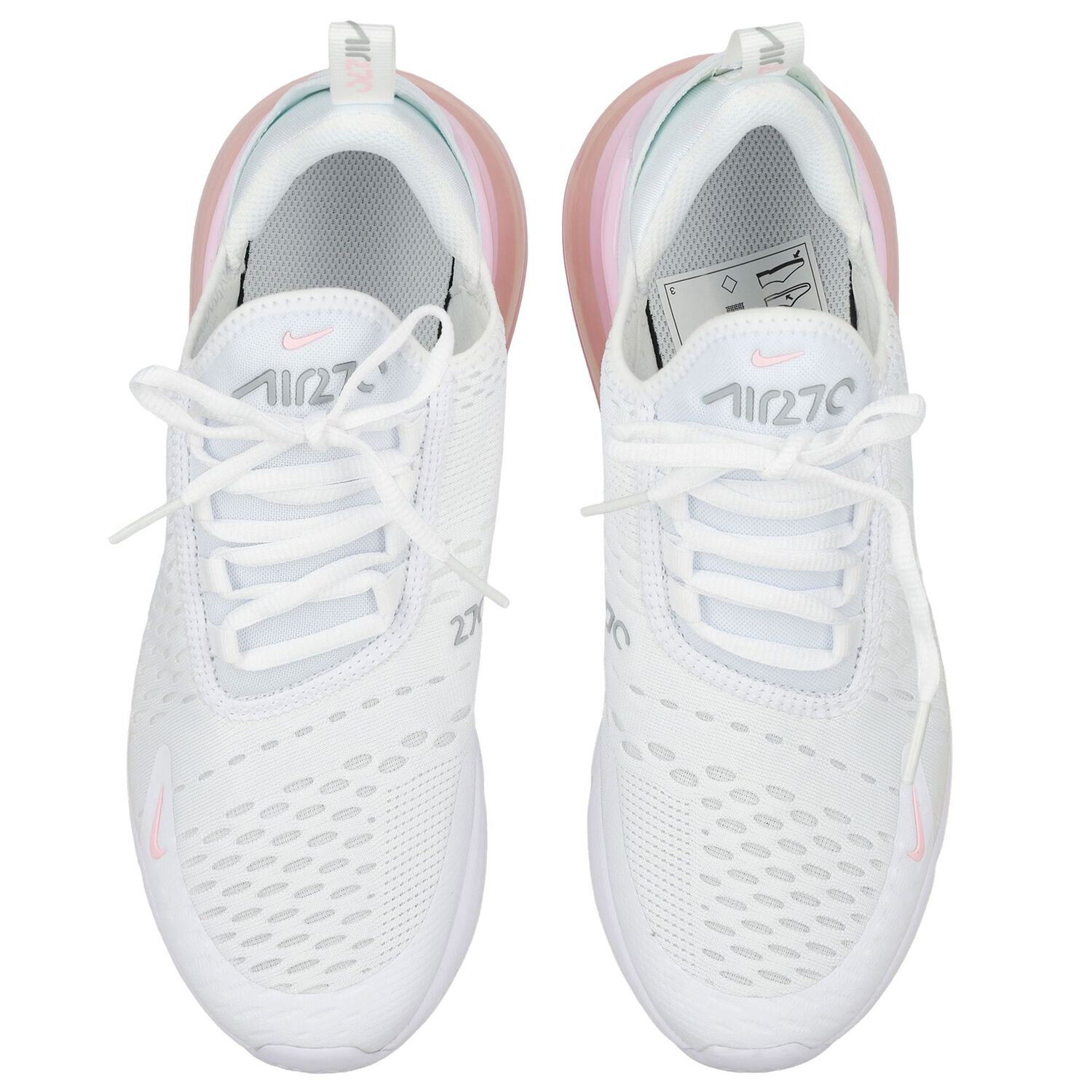 Girls White & Pink Nike Air Max 270 Trainers, 4, hi-res