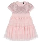 Girls Pink Sequin & Tulle Dress, 1, hi-res