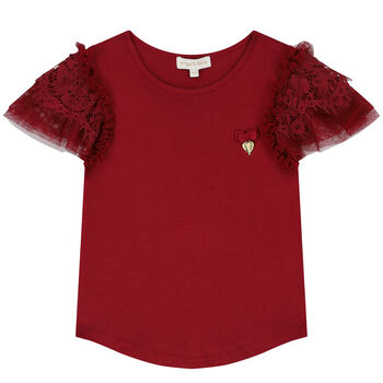 Girls Red Lace Top