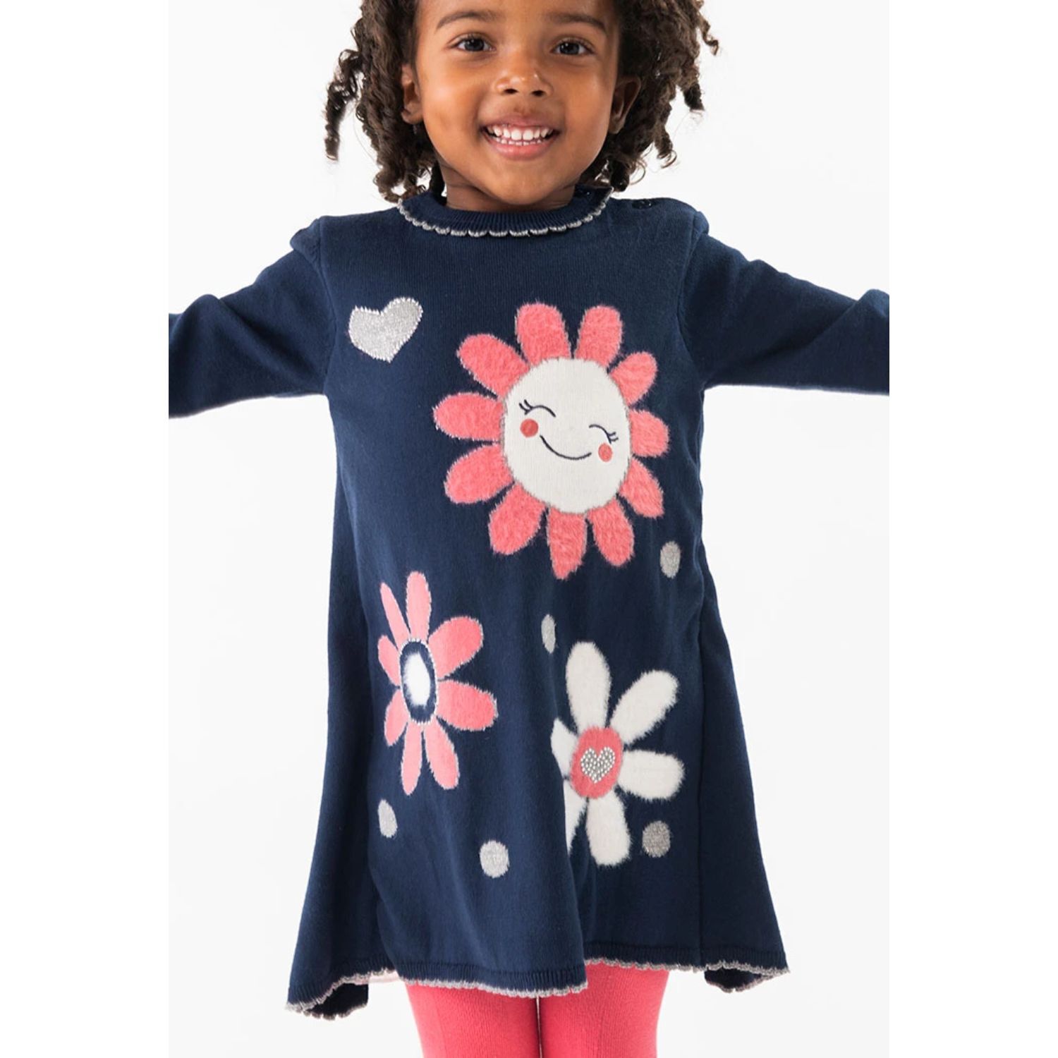 فستان بنات منسوج مزين بالترتر باللون  الكحلي , 1, hi-res image number null