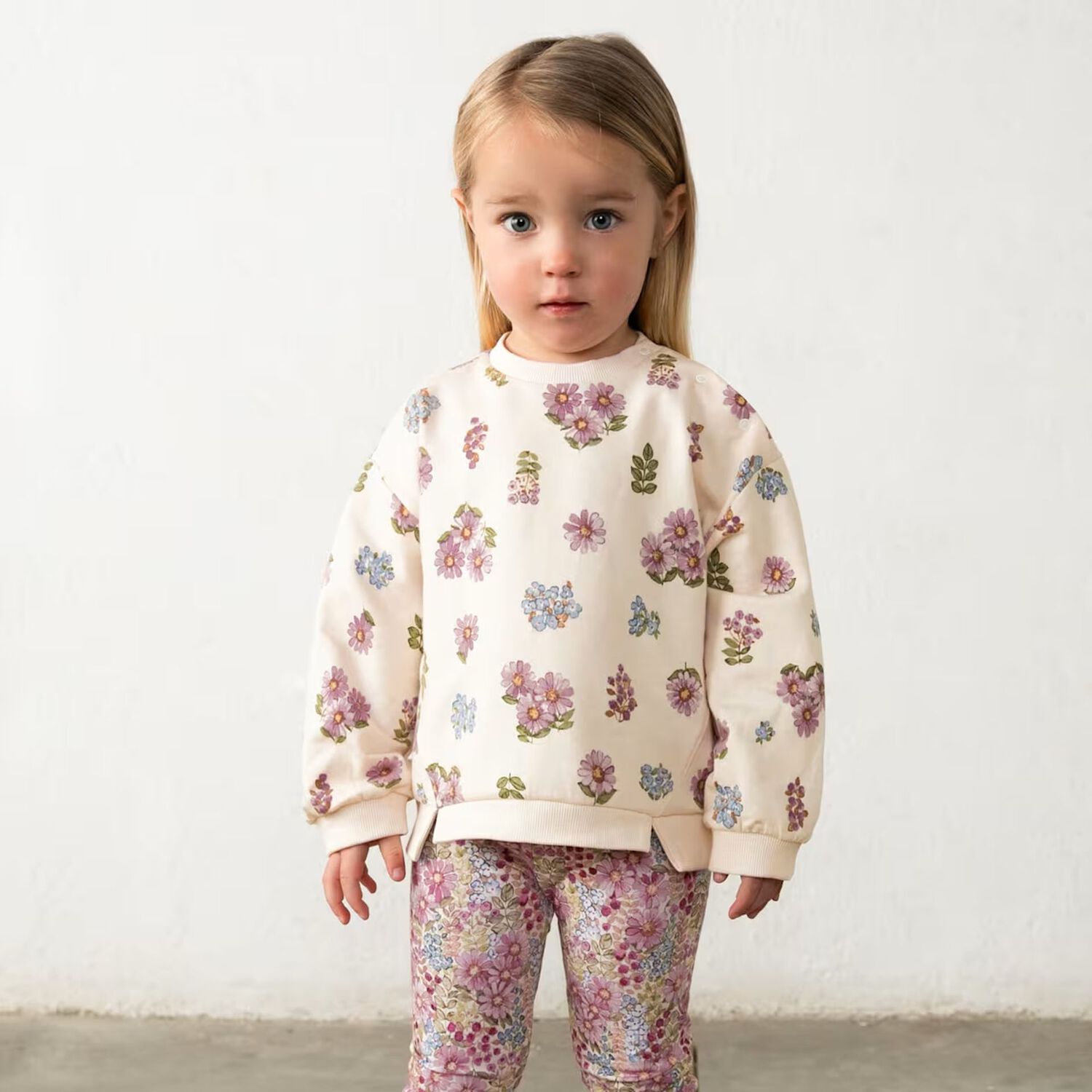 Younger Girls Multi-Coloured Floral Leggings, 1, hi-res