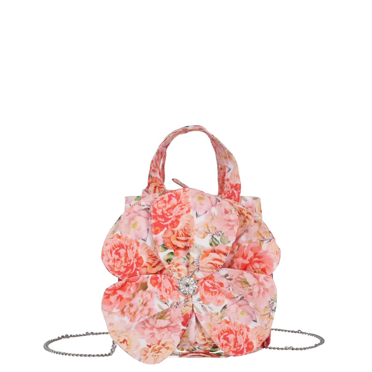 Girls Pink Floral Handbag , 1, hi-res