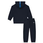 Boys Navy Blue Logo Tracksuit, 1, hi-res