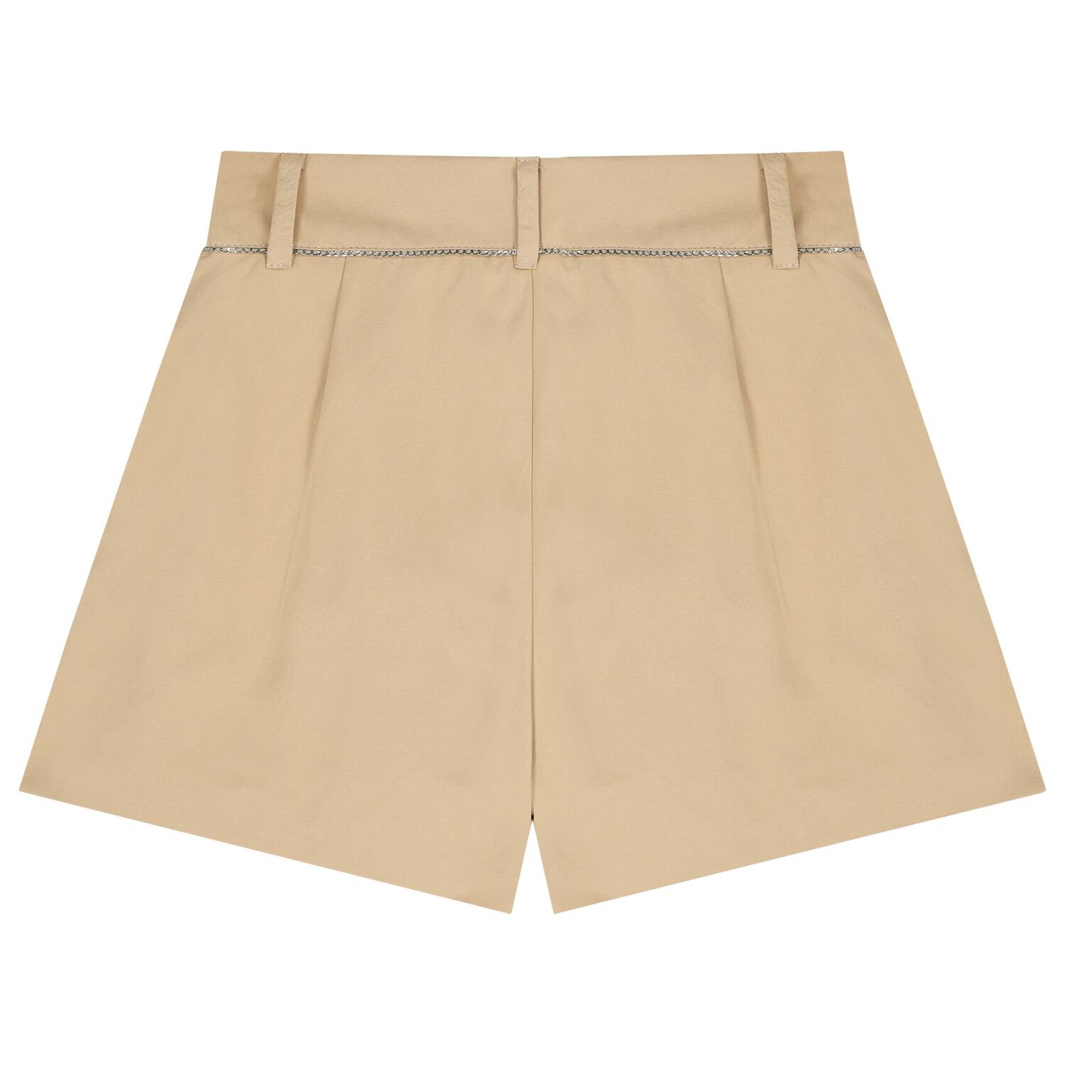 Girls Beige Logo Shorts, 1, hi-res