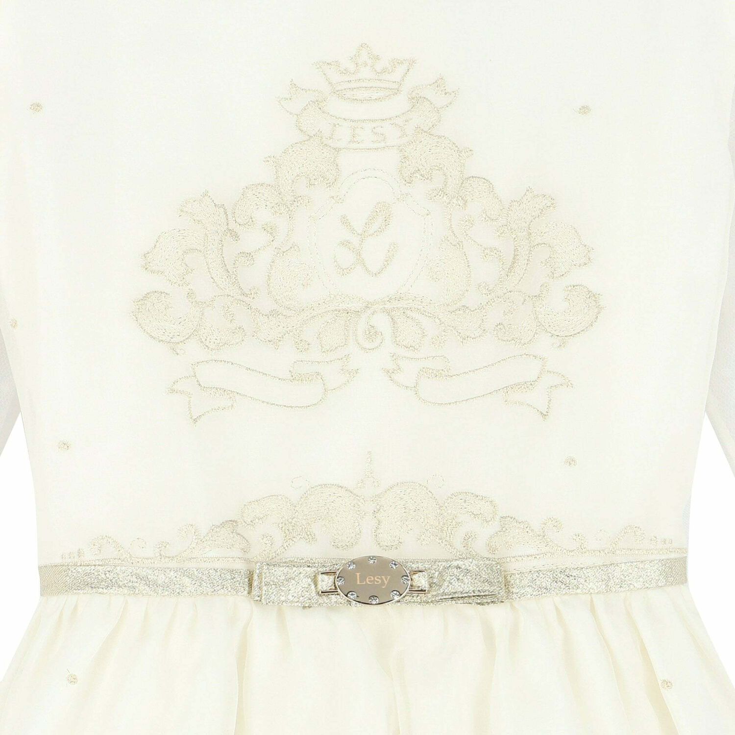 Girls White & Gold Dress, 1, hi-res image number null