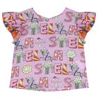 توب بنات بشعار الورد باللون البنفسجي, 1, hi-res