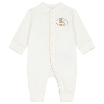 Ivory Embroidered Knight Logo Romper