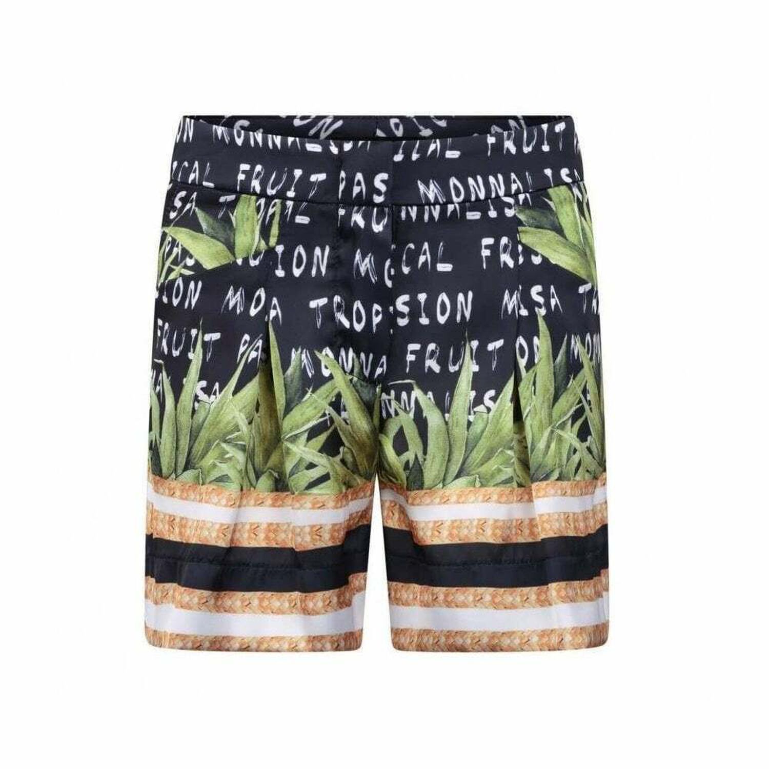 Girls Black Tropical Shorts, 1, hi-res