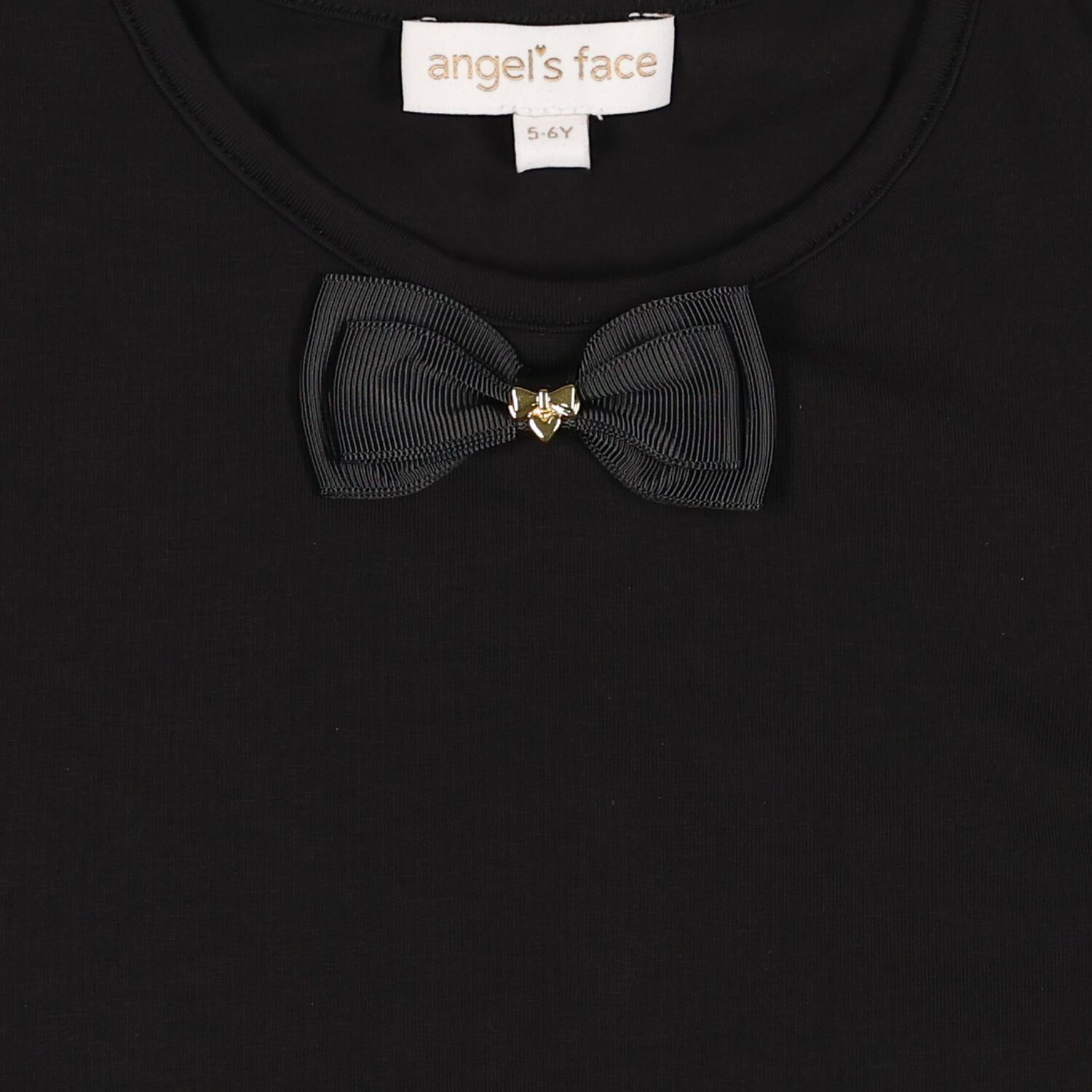 Girls Black Bow Aubrey Long Sleeve Top, 1, hi-res
