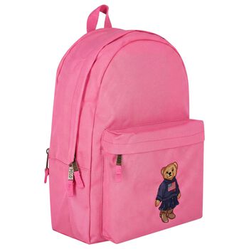Girls Pink Canvas Polo Bear Backpack ( 44cm )