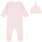 Baby Girls Pink Logo Babygrow Set, 1, hi-res