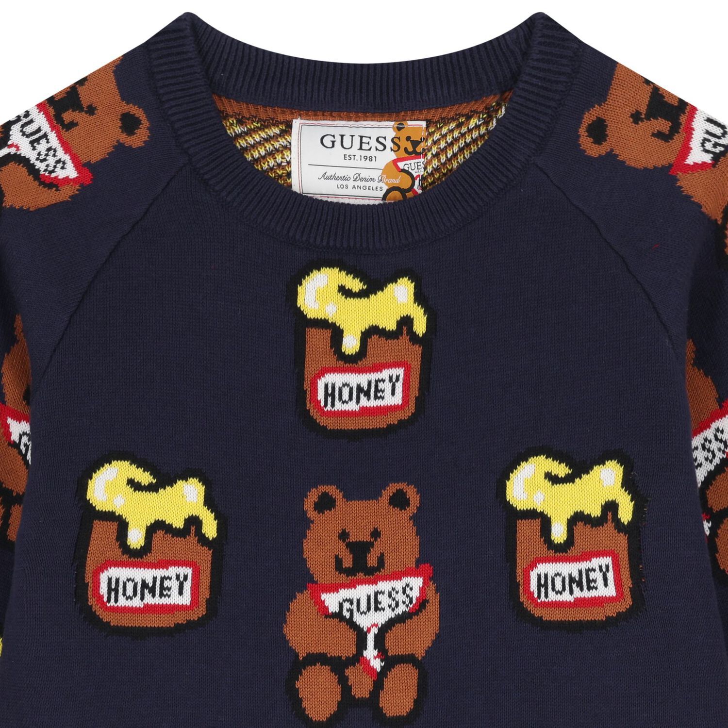 Boys Navy Blue Teddy Bear Sweatshirt, 1, hi-res
