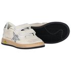 Girls Ivory & Silver Logo Trainers, 1, hi-res