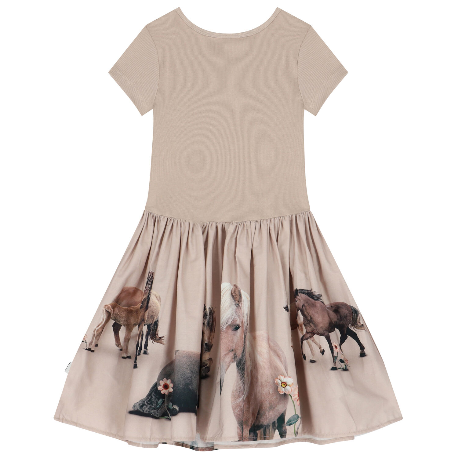 Girls Beige Horse Dress, 2, hi-res