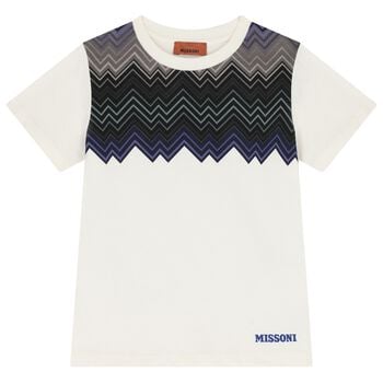 Boys Ivory Zig Zag Logo T-Shirt        