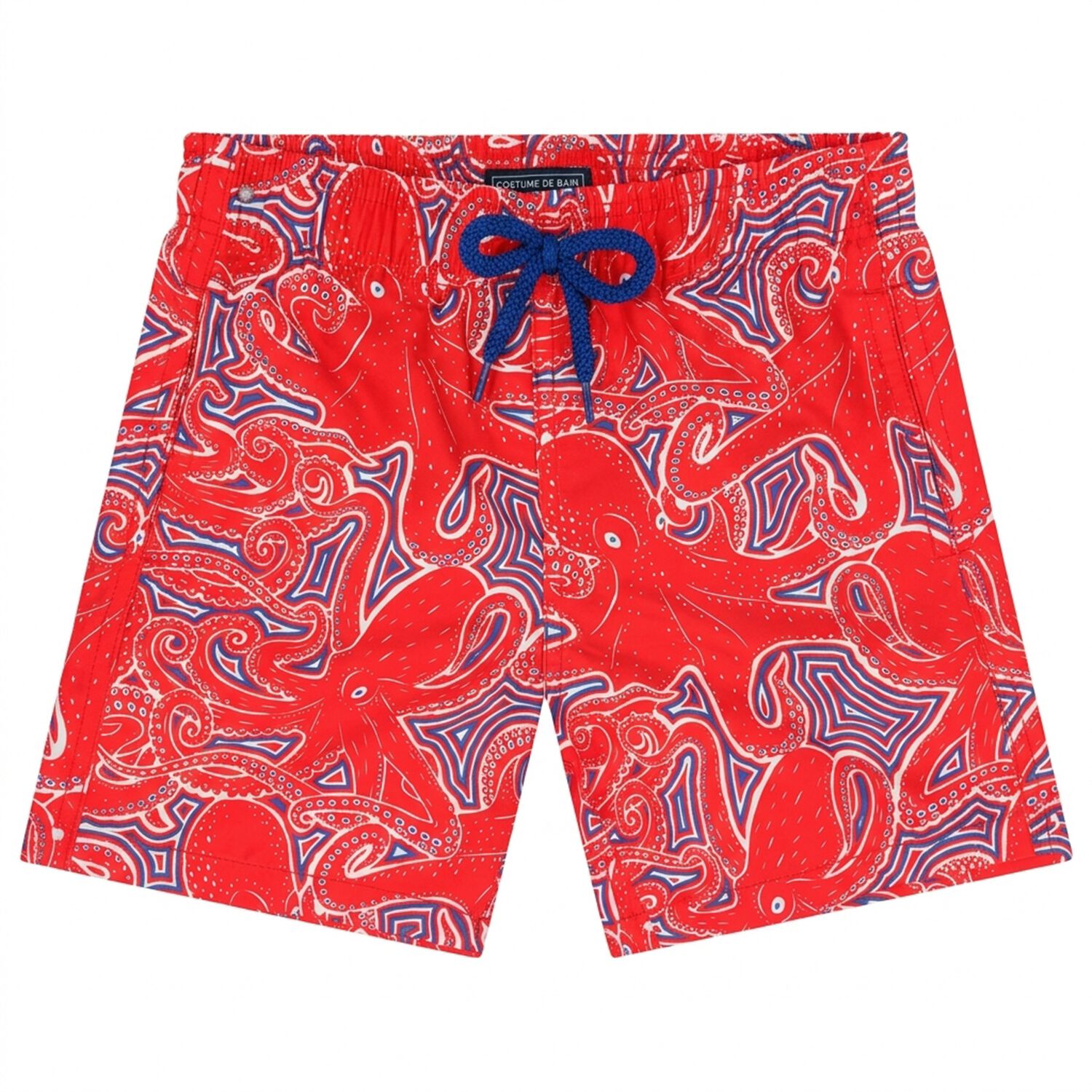 Boys Red Octopus Swim Shorts, 1, hi-res