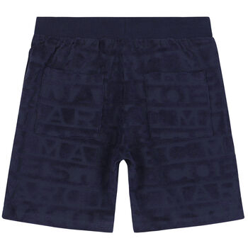 Boys Navy Jacquard Logo Shorts