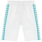 Younger Boys White Logo Shorts, 1, hi-res