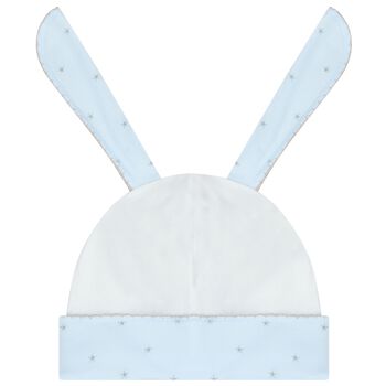 Baby Boys White & Blue Bunny Blanket Set