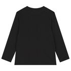 Boys Black Logo Long Sleeve Top, 3, hi-res