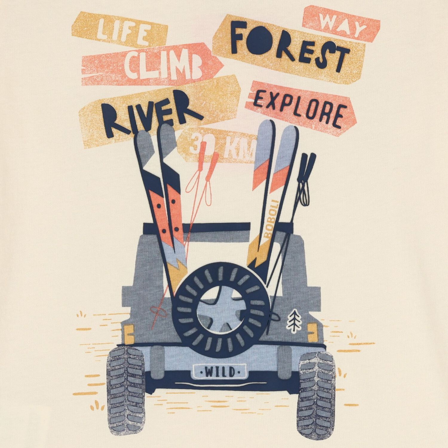 Boys Beige Car Long Sleeve Top, 1, hi-res