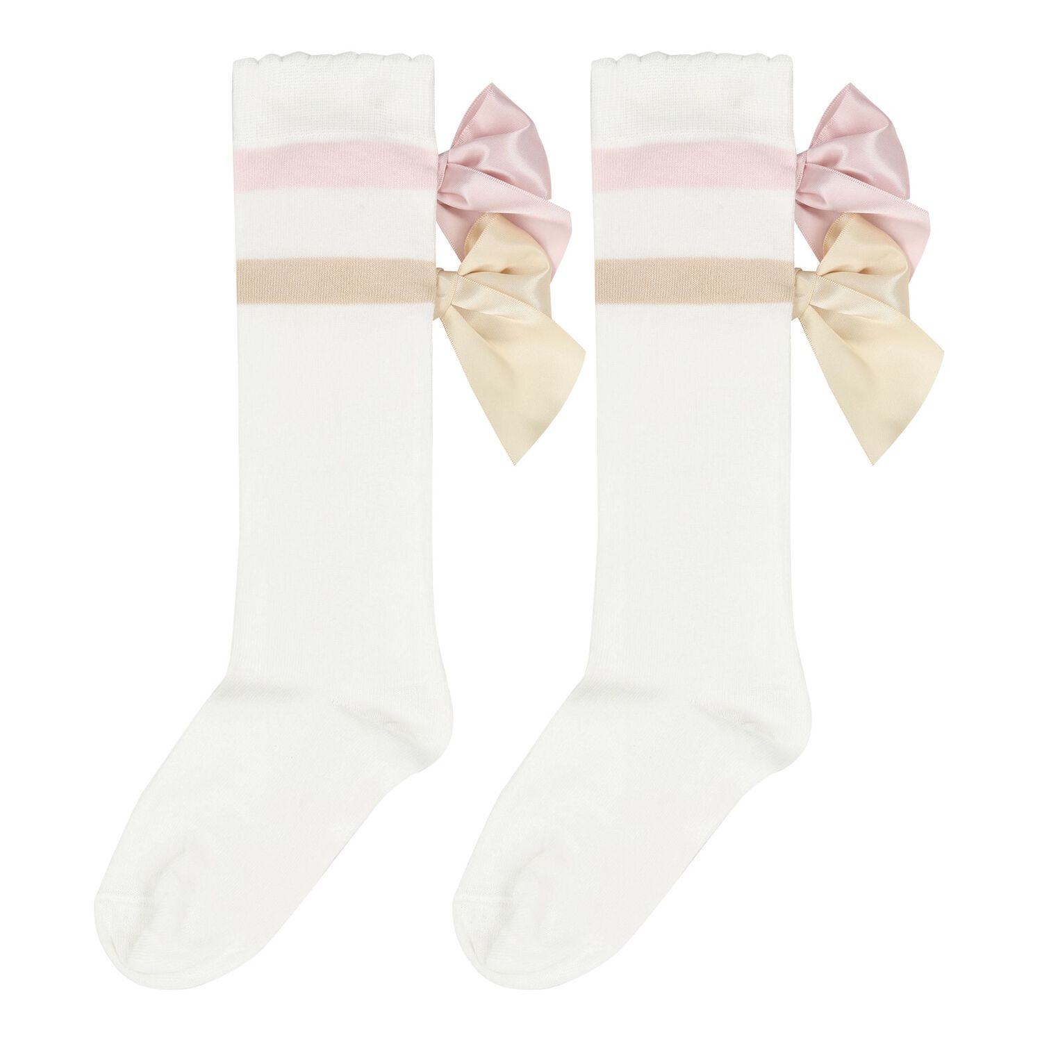 جوارب بنات بفيونكة باللون الأبيض, 1, hi-res