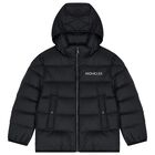 Boys Black Logo Padded Jacket, 1, hi-res