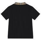 Boys Black Logo Polo Shirt, 1, hi-res