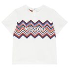 Younger Boys White & Blue Zig Zag T-Shirt, 1, hi-res