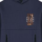 Boys Navy Blue Printed Hooded Top, 1, hi-res