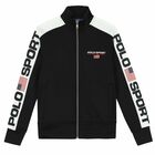 Boys Black & White Logo Zip Up Top, 1, hi-res