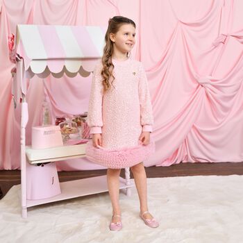Girls Pink Sequin Embellished Jeanette Dress
